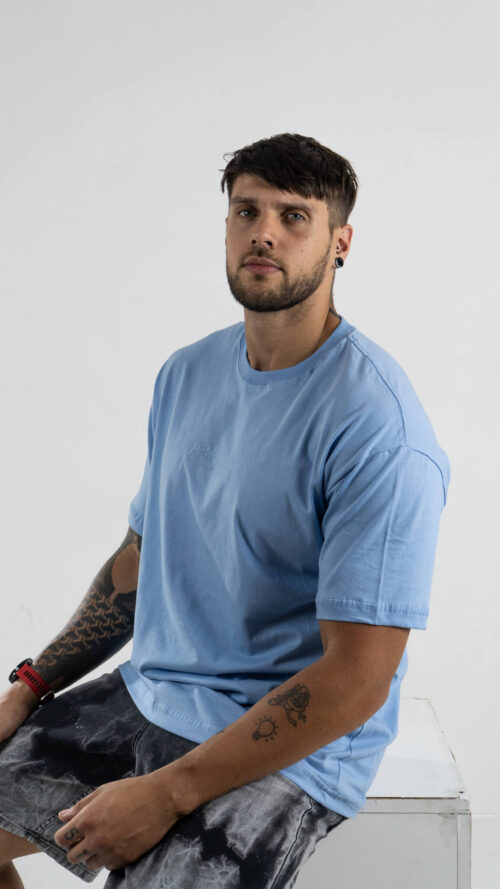 Remera Manga Corta Oversize 24.1 Celeste